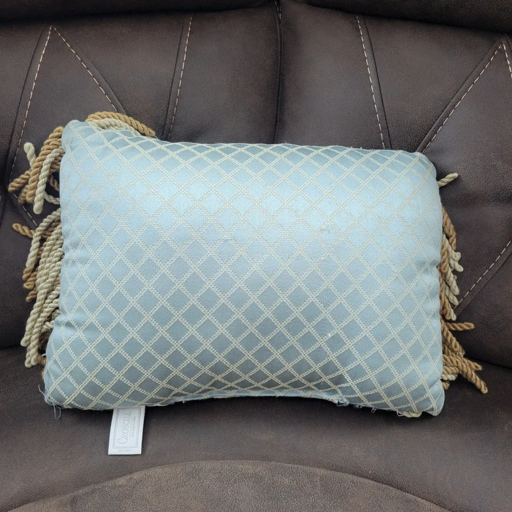 Croscill Napoleon Boudoir Blue Gold‎ Decor Throw Pillows Braided Fringe USA VTG